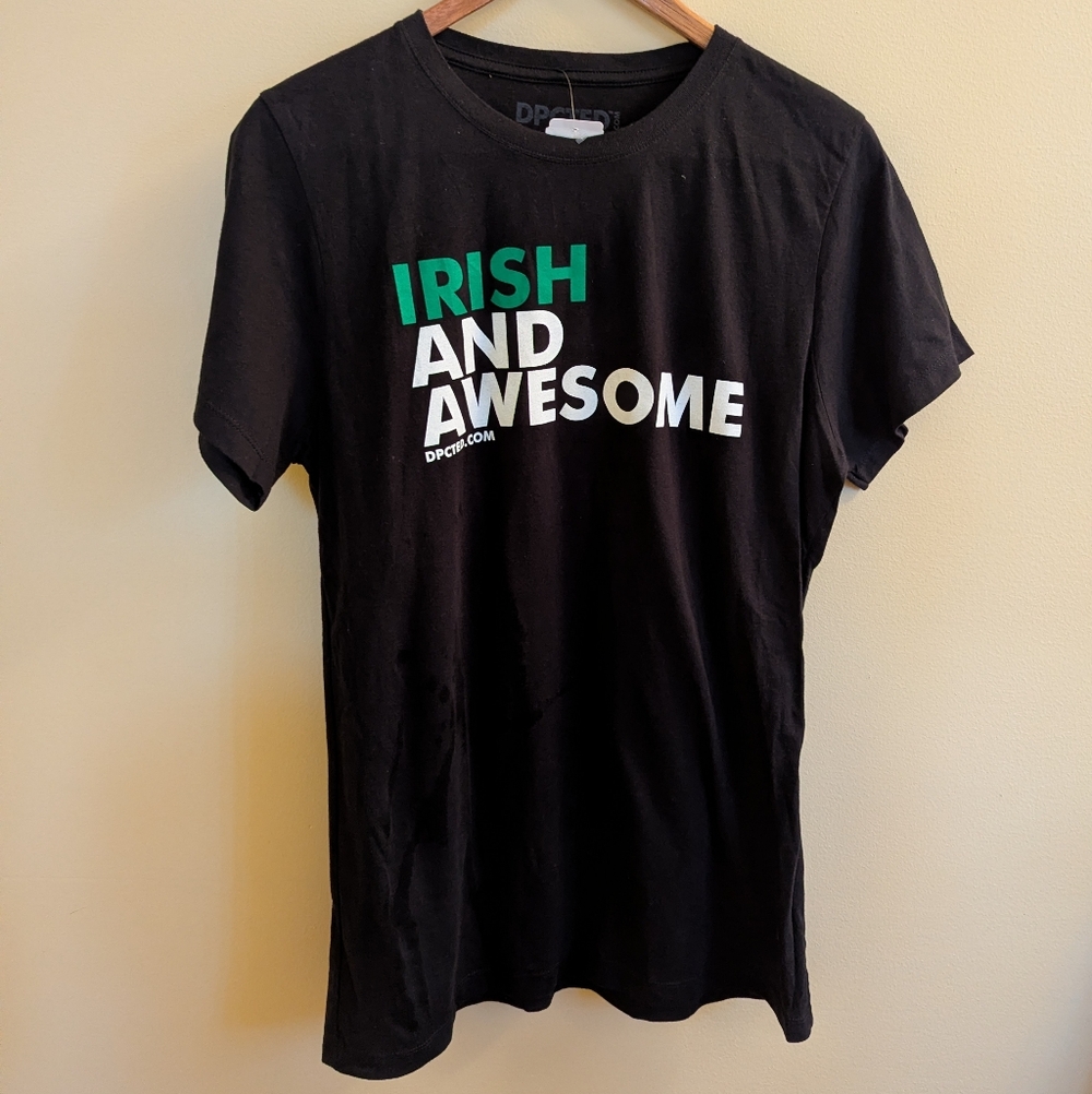 NWT St. Patrick's Day- Black 'Irish and Awesome' T-Shirt XL